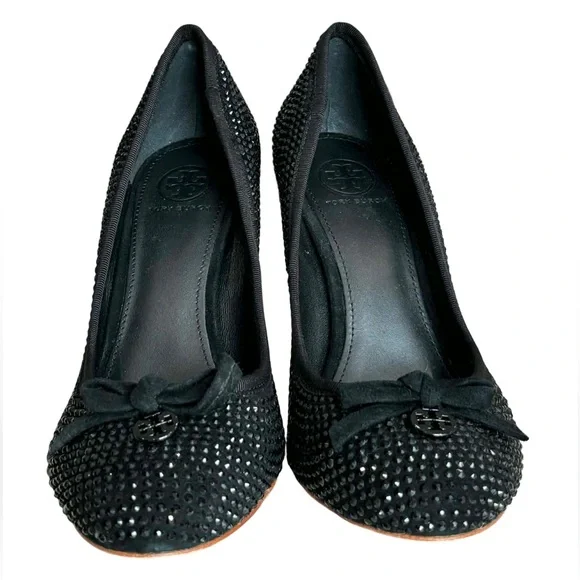 Tory Burch Phoenix Black Pump Rhinestone Soho Lux Heels - Picture 3 of 9